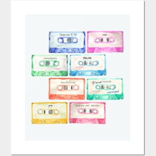 Watercolor color cassettes Spanish labels Posters and Art